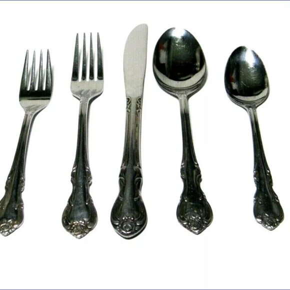 PRINCESS Stainless Flatware Set - Rose Pattern - Japan - 11+ 5pc PlaceSettings - Picture 3 of 16